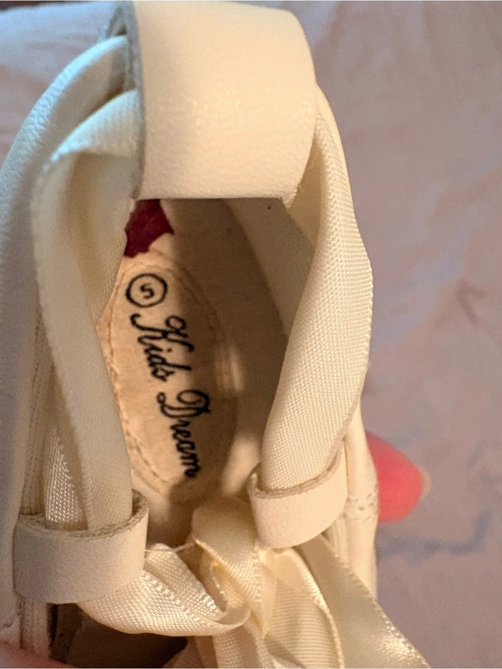 Flower girl set: Cream Satin Ballet Flats with Ribbon Tie, hair bow, tights